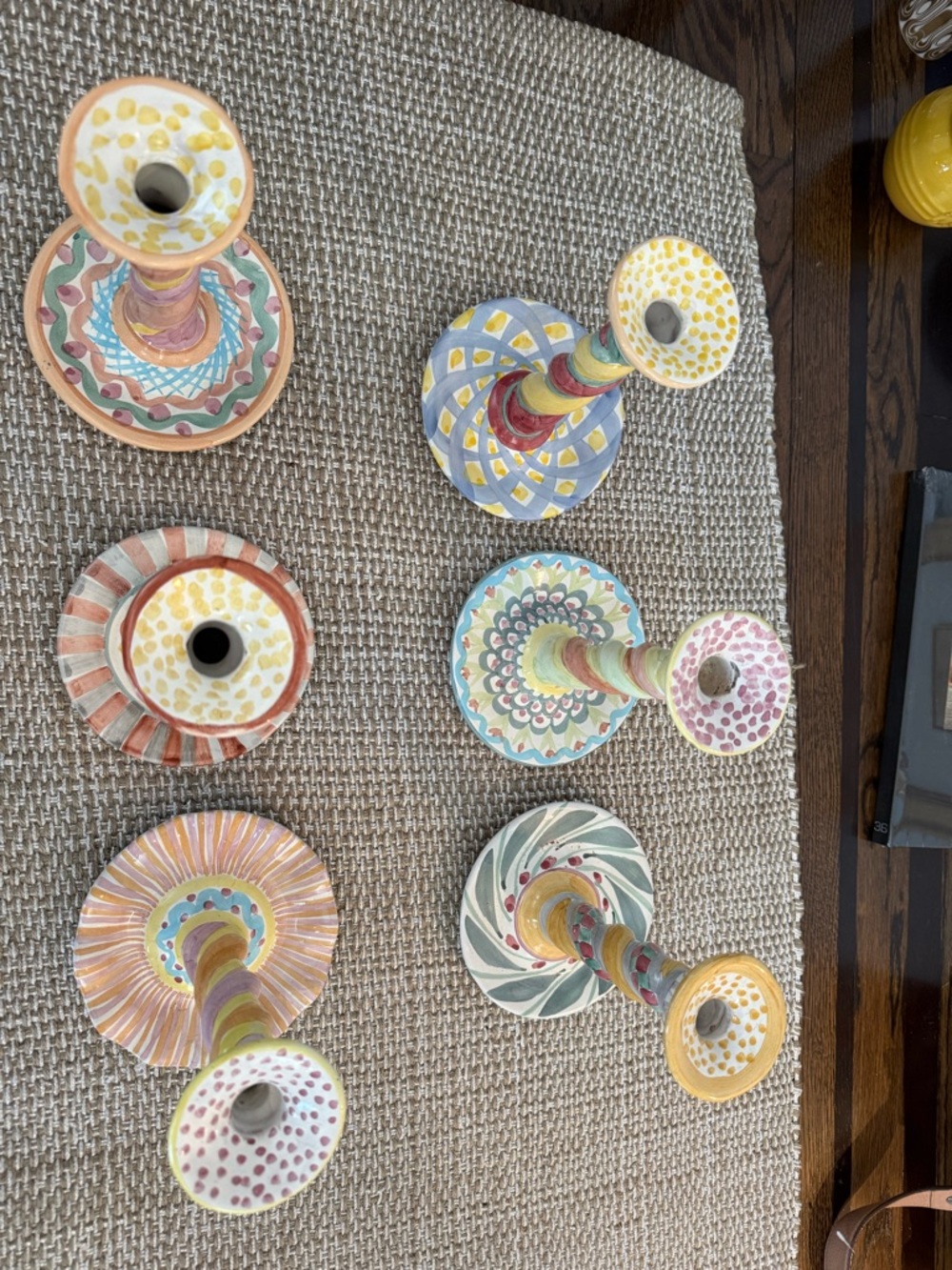 6 Vintage MacKenzie Childs Rare Victoria and Richard Hand-Painted Candle Holders - Picture 4 of 6